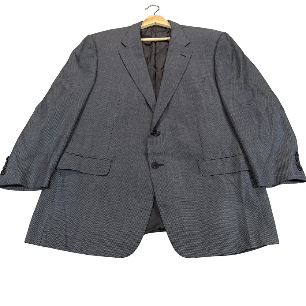 Corneliani Vogue USA Blazer Mens 46S Gray Wool Silk Micro Check 2 Button Italy